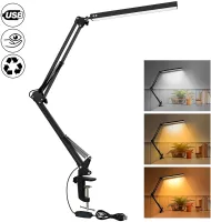 【YD】 Desk Lamp with Clamp 10W Arm Lamp Eye-Caring Dimmable 10 Level 3 Lighting Modes