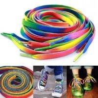 1Pair Colorful Laces Rainbow Gradient Print Flat Canvas Shoe Lace Shoes Casual Chromatic Colour Shoelaces 110CM