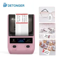 DETONGER เครื่องปริ้นตราด้วยความร้อน DP23L บวก5ม้วนเครื่องเพชรพลอยป้ายกระดาษเครื่องเครื่องพิมพ์ฉลากบาร์โค้ด Luetooth