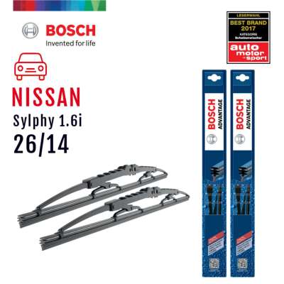 Bosch ใบปัดน้ำฝน Nissan Sylphy ปี 2012 เป็นต้นไป ขนาด 26/14 นิ้ว รุ่น Advantage