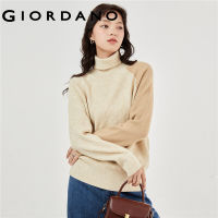 GIORDANO Women Sweaters Contrast Color Raglan Sleeve Sweaters Chunky Turtleneck Fashion Casual Warm Loose Sweaters 13353776