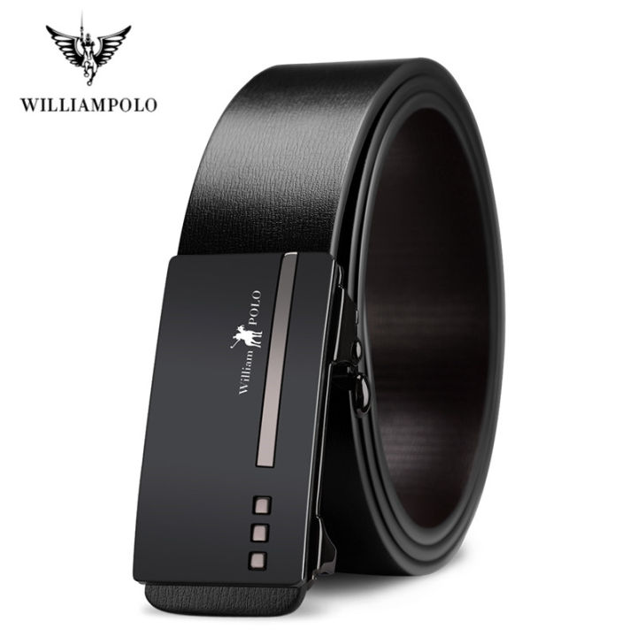 WILLIAMPOLO Famous Brand Belt Men Top Quality Genuine Luxury Leather Belts for Men Strap Male Metal Automatic Buckle