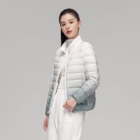 ZZOOI 2022 New  Autumn/Winter Female Fashion Gradient Slin Fit Short Stand Collar Keep Warm Coats Women Ultra Lightweight Down Jackets