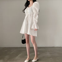 พร้อมส่ง ??? cotton puff dress C3072 มินิเดรสสั้น มินิเดรสสั้นแขนพอง มี 2 สี ขาว ดำ