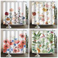 Colorful Flowers Shower Curtain 3D Printing Scenic Spots Polyester Waterproof Curtain Bathroom Bathtud Dectoration With Hooks