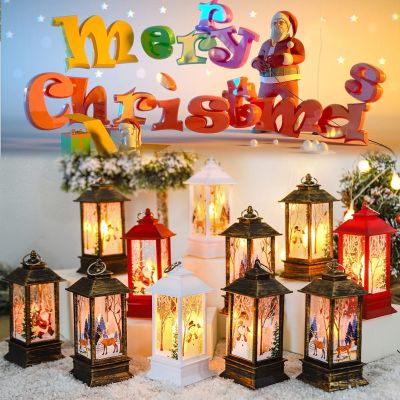 【Smilewil】โคมไฟ LED รูปตะเกียง มีรูแขวน ลายซานตาคลอส กวาง สำหรับตกแต่งคริสต์มาส โคมไฟคริสต์มาส ไฟประดับ ตกแต่งคริสมาส