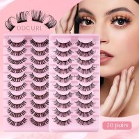 OKANEM 10 Pairs 3D ขนตาปลอม ดูเป็นธรรมชาติ Wispy แบบไร้สาย ดูเหมือนส่วนขยาย คลัสเตอร์ขนตา กระจุกขนตา ขนตาแต่ละชิ้น