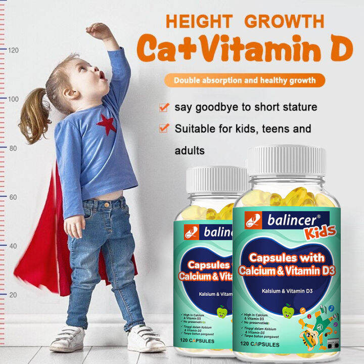 Height Growth Calcium Supplement Vitamin D3 Helps Grow Tall, Supports ...