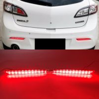 โคมไฟสะท้อนแสง Bemper Belakang LED 2ชิ้นสำหรับ Mazda 3 Mazda Speed 3 Axela 2010 2011 2012 2013ถอยหลังอุปกรณ์ตัดไฟเบรคสำรอง