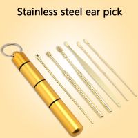 6 Pcs/Set Stainless Steel Ear Pick Spoon Ear Wax Curette Removal Cleaner Kit Spiral Ear Clean Care Multifunction Tools