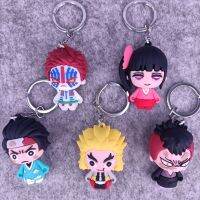 5Pcs Demon Slayer PVC พวงกุญแจจี้อะนิเมะอุปกรณ์ต่อพ่วงสเตอริโอรุ่น Q PVC ยางนุ่มพวงกุญแจของขวัญจี้กระเป๋า5 Types