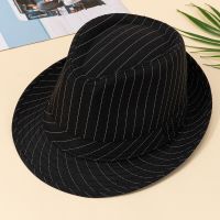 Striped top hat for men and women Spring/Summer Jazz hat for men and women British fashion trend sun shading top hat