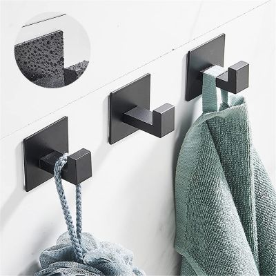 Black Self-Adhesive Wall Hook For Hanging Keys Clothes Hanger Door Robe Hook Coat Rack Towel Holder Bathroom Storage Accessories Clothes Hangers Pegs