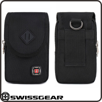 SwissGear waist bag mens multifunctional mobile phone bag wearing belt 7-inch mens waterproof canvas sports small waist bag fashion