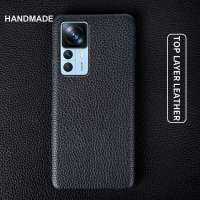 R Cowhide Kulit Asli UnunXiaomi 12T Pro Mi12Pro 12S 12Pro 12SUltra 12เคส Lite Perniagaan Kembali Kes Perlindungan Fundas