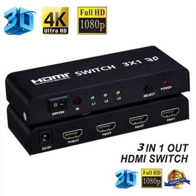 4PORT 3x1 3in 1out HDMI Switch Switcher Splitter Box HD 1080P Video Hub   Remote