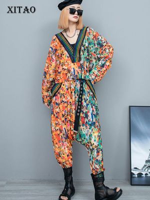 XITAO Sets Women Casual Print  Loose Two Piece Set