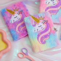 Colorful Plush Unicorn Notebook With Lock Daily Planner Schedule Note Book Notepad Agenda Journal Book Stationery Supplies