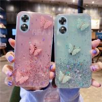 เคส2023สำหรับ Oppo A78 A98 A17 A17K Reno 10 Pro Plus 8T 5G 4G เคสนิ่มแฟชั่นใหม่ลายท้องฟ้าเต็มไปด้วยดวงดาวพร้อมเป็นประกายวิบวับลายผีเสื้อคริสตัลเคสโทรศัพท์มือถือโปร่งใส OPPOA98ฝาหลัง