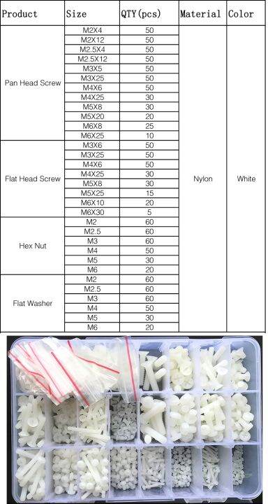 set-mesin-cuci-mur-sekrup-hex-nilon-putih-m2-m3-m4-m5-m6-baut-silang-kepala-bulat-plastik-terisolasi-sekrup-kepala-bor-datar-phillips