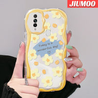 เคส JIUMOO สำหรับ OPPO A31 2020เคส A8ลายดอกไม้สีเหลืองเคสเนื้อครีมนิ่มกันกระแทกเคสโทรศัพท์โปร่งใส TPU ซิลิกาแบบใสเจลป้องกันการตกหล่นฝาครอบป้องกันเลนส์กล้องถ่ายรูป