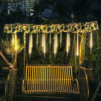 8สภาพอากาศฝักบัวฝน LED String light กันน้ำกลางแจ้ง Fairy Street Garland ตกแต่งต้นคริสต์มาส2024