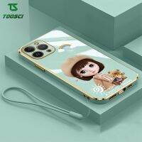 สำหรับ OPPO A15 A15S A16 A16K A16e A36 A76 A96 A57 4G 2022 A74 4G A95 4G A54 4G การ์ตูนน่ารักสาวสายรุ้งชุบโทรศัพท์กรณี Soft TPU Shell + เชือกเส้นเล็ก