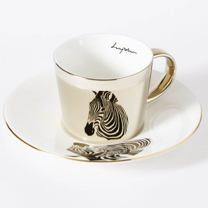 LUYCHO Mirror Cup and Saucer Set 240ml (Chapman's Zebra) Lazada