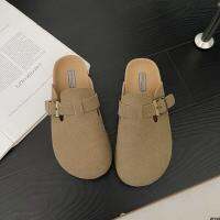 รองเท้าแตะหนังวัวทุกคู่กระเป๋าหนังแท้ Birkenstock รุ่นผู้หญิง ~ รองเท้าเบ็คเคนหัวครึ่งเต็มเร็วรองเท้าตกปลาพื้นเรียบไม้ก๊อก