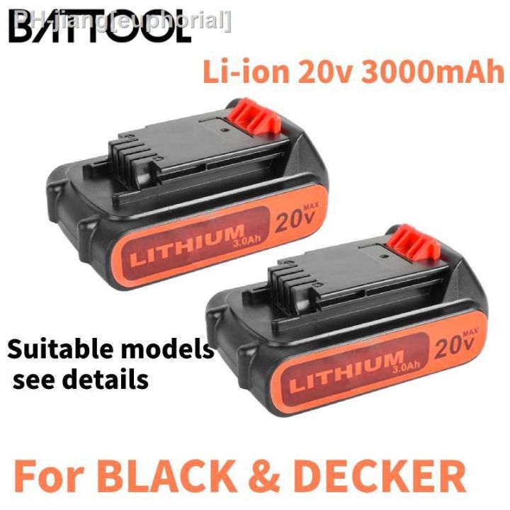 Rechargeable 18V/20V 3000mAh Li-ion Rechargeable Battery Replacement For BLACK  DECKER LB20 LBX20 LBXR20 Power Tools Battery New brend euphorial