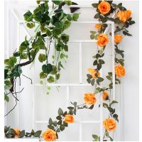 [ดอกไม้ประดิษฐ์ร้อน688] Enredadera De Cuerda De Ratán ฟลอเรสเดอ De Rosas Artificales De Seda Narja Con Hojas Verdes El Hogar Decoración De Jín De Boda Guirnalda Colte ผนัง