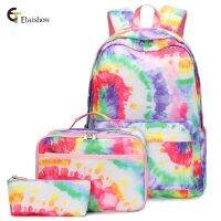 [COD] Cross-border Amazons new three-piece tie-dye printing student large-capacity water-repellent backpack female one-piece delivery