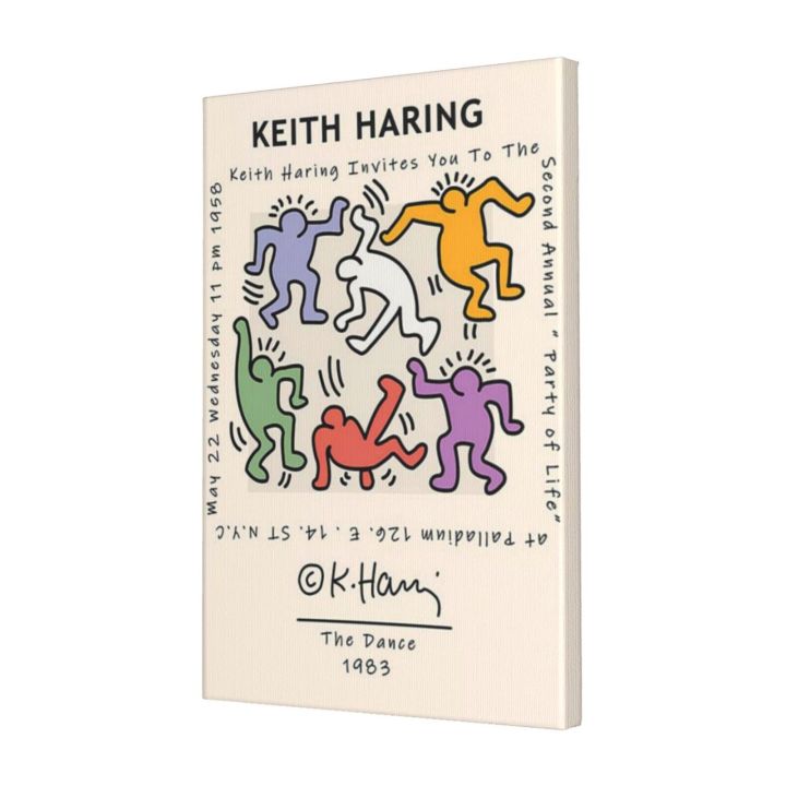 keith-haring-ไร้กรอบ-คุณภาพสูงผ้าใบไร้กรอบตกแต่งภาพ16x24in-แนวตั้ง-ผ้าใบวาดภาพ-ตกแต่งผนัง-โปสเตอร์