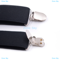 Zone Sky สายสะพายไหล่แบบสามคลิปสำหรับผู้ชายรูปตัว Y สำหรับผู้ใหญ่พร้อมสายเอี๊ยมผ้ายืดสีดำ (1.4x43.3นิ้ว)