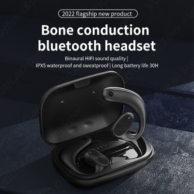 ZZOOI Wireless Headphones Bone Conduction Bluetooth 5.0 Earphones HiFi Stereo EarHook Earbud Noise Cancelling Sport Waterproof Headset
