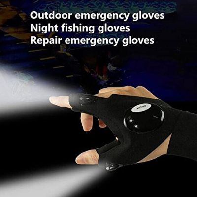1pc Outdoor Fishing Strap Fingerless Gloves Night Light Waterproof Survival Fishing Gloves With LED Flashlight Rescue Tools 2022