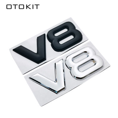 อัตโนมัติโลหะอัลลอยด์3D V8โลโก้เครื่องยนต์รางลำต้นด้านหลังรถตรารูปลอกโครเมี่ยม V8ปีกด้านข้างสัญลักษณ์สติ๊กเกอร์รถจัดแต่งทรงผม