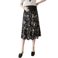 Floral Chiffon Pleated Maternity Skirts Adjustable Belly Skirts Clothes for Pregnant Women Summer Vestidos Pregnancy Clothing