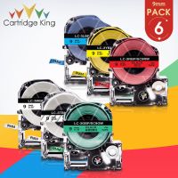 6X Mixed Color ST9KW SS9KW SC9RW SC9YW SC9BW SC9GW Black on White 9mm Label Tape for Epson King Jim TepraPro Label Maker Printer