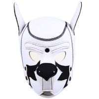 E8FA Animal Head Mask White Puppy Hood Full Face Mask Full Head Mask Sexy Dog Head Mask Cosplay Costume For Halloween Parties