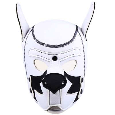 E8FA Animal Head Mask White Puppy Hood Full Face Mask Full Head Mask Sexy Dog Head Mask Cosplay Costume For Halloween Parties