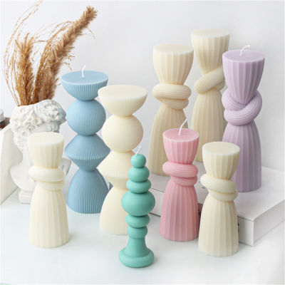 DIY Handmade Crafts Making Tools Cylindrical Vertical Pattern Candle Mold Double Knotted Striped Knotted