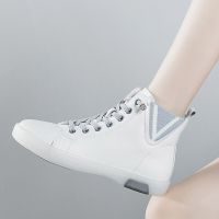 HOT★Autumn Winter Elastic Flat Bottom Little White Shoes for Female 2023 New High Top Soft Sole Womens Shoes Versatile Casual Boots