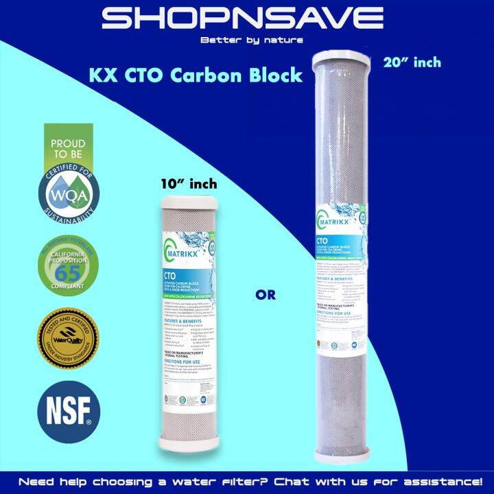SHOPNSAVE MATRIKX CTO 10" / 20" Carbon Block Filter PFAS Reduction