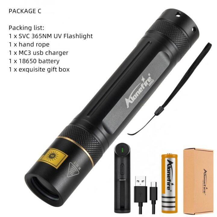 AloneFire SV003 led UV flashlight 10w Scorpion Ultraviolet Light Money ...