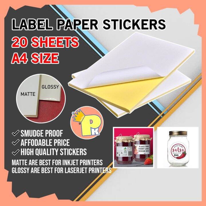 5 pack Printable Sticker Paper A4 Matte & Glossy 150gsm ( 20pcs ...