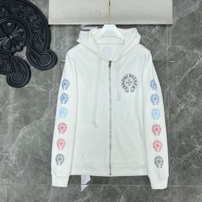 BH2U Chrome Hearts 2023 autumn and winter New color spine gradient small horseshoe disc printing zipper hooded sweater for men and women