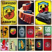 2023 Fashion Fiat Abarth Brand Plaques Decorative Tin Sign Car Motor Garage Wall Decor Shabby Crafts Tin Plate Poster Vintage Signs