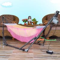 Auto Hammock เปลนอนเด็กไกวอัตโนมัติแบบพับได้ขนาดกลาง(M)สไตล์ผ้าเปลมีมุ้งสีชมพู