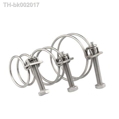 ✠❦☌ 1/2/5Pcs 304 Stainless Steel Pipe Hoop Double Wire Throat Hoop Strong Clip Adjustment Fixed Upvc Hose Hoop Water Pipe